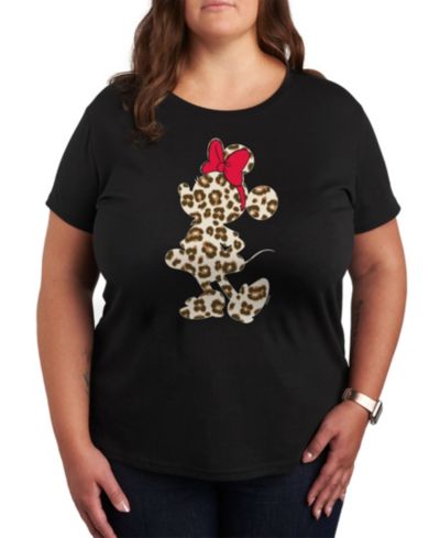 Hybrid Apparel Trendy Plus Size Minnie Mouse Cheetah Silhouette Graphic T-Shirt