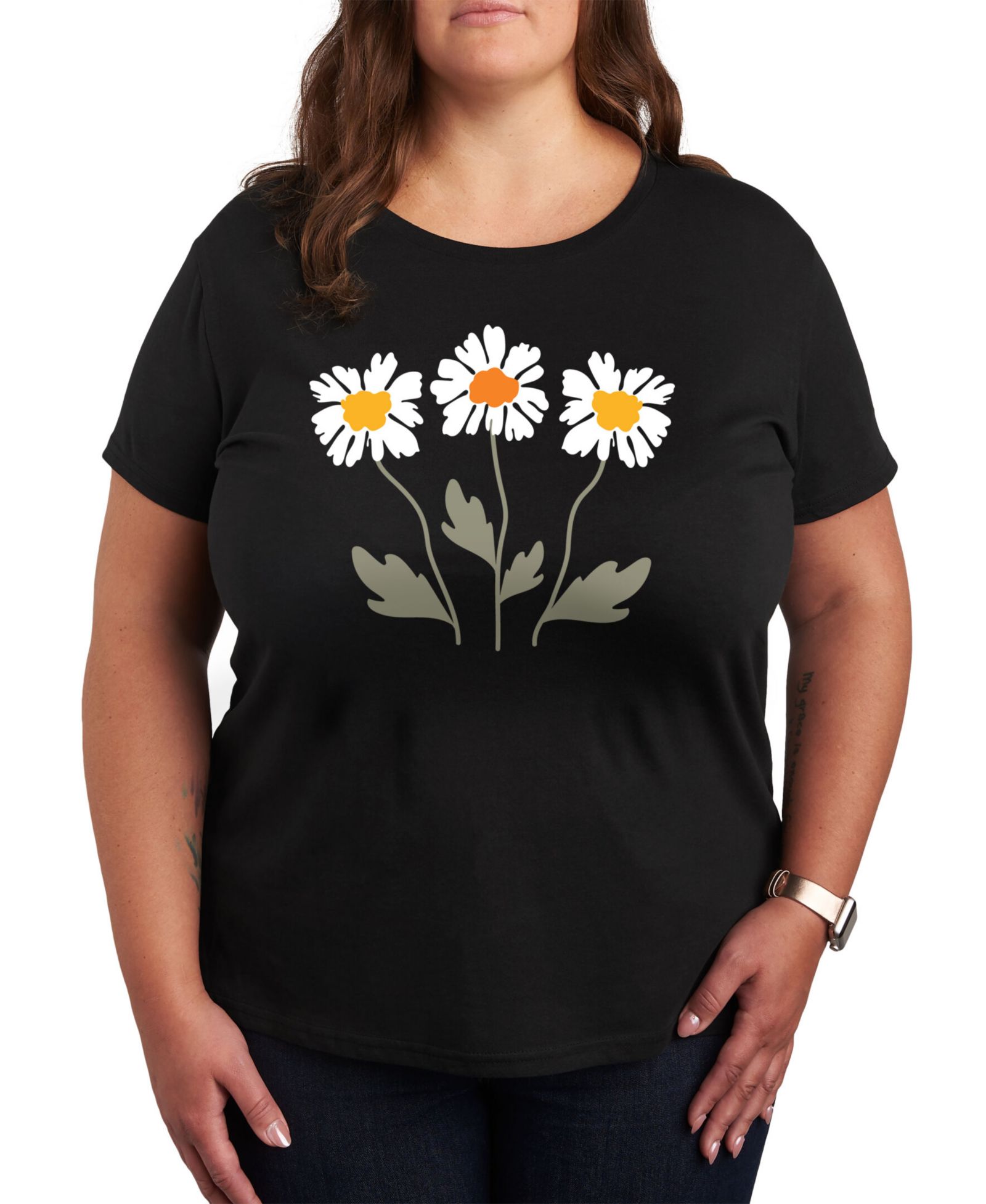 Hybrid Apparel Trendy Plus Size Daisy Graphic T-Shirt