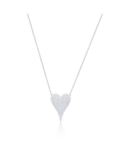 Etoielle White Gold Tone CZ Elongated Heart Necklace
