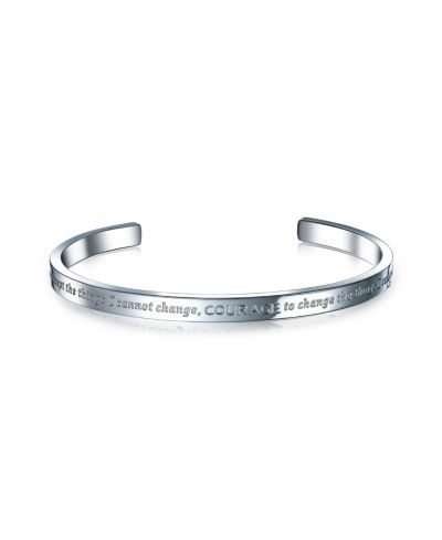 Bling Jewelry Serenity Prayer Religious Mantra Cuff Bracelet Silver Tone Stainless Steel