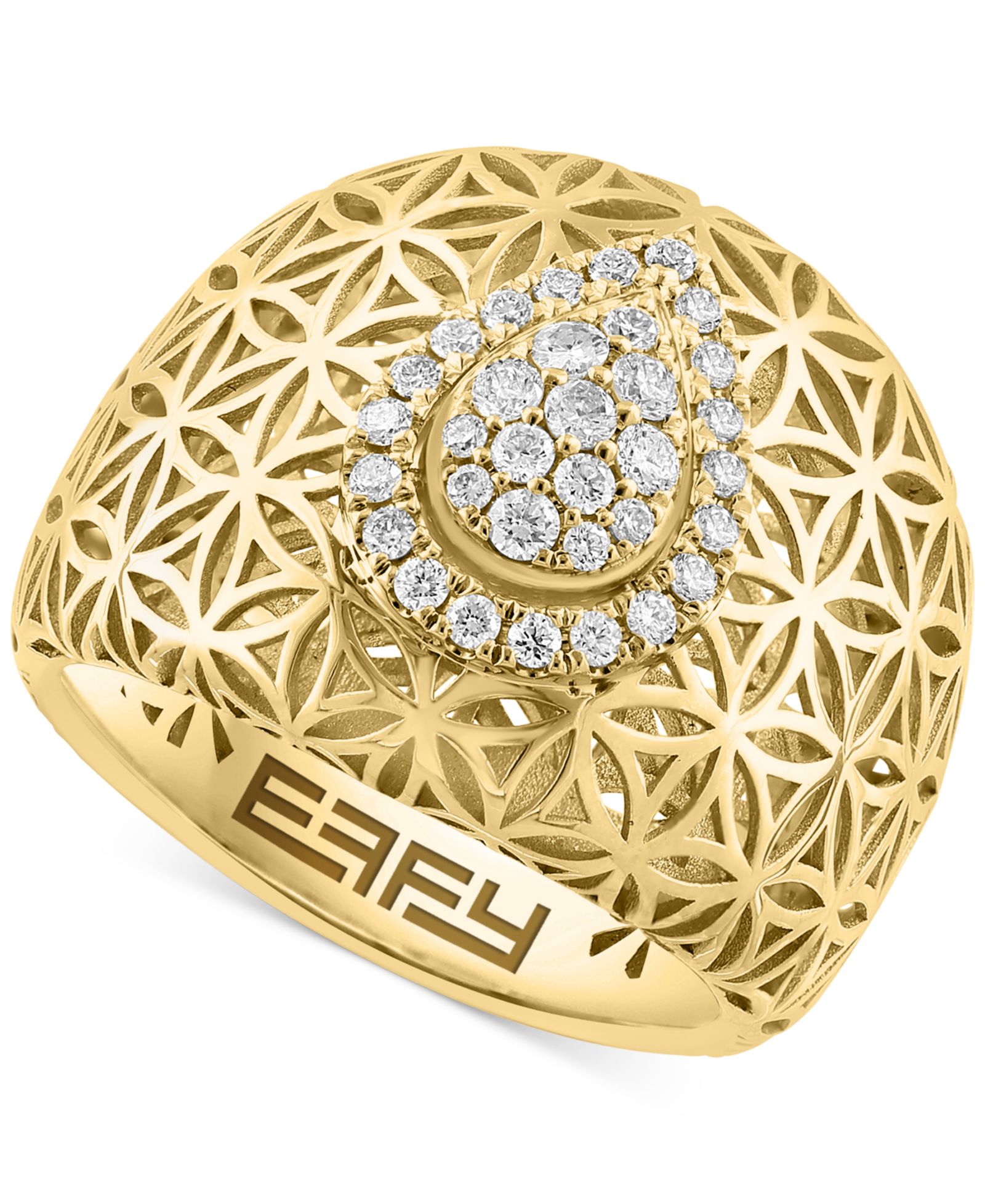 EFFY® Кольцо Diamond Teardrop Cluster Floral Lattice Statement 14k Gold (1/3 ct. t.w.)