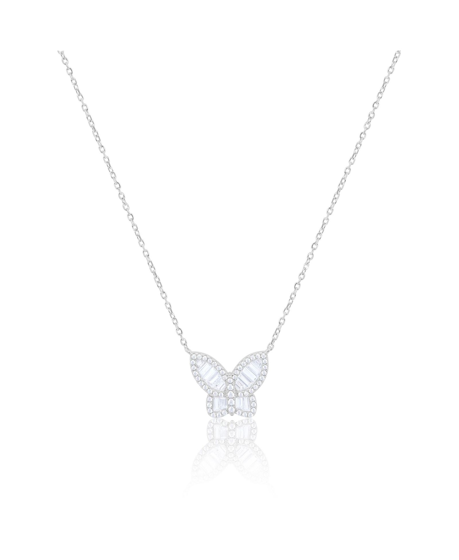 Ожерелье Etoielle White Gold CZ Baguette Butterfly