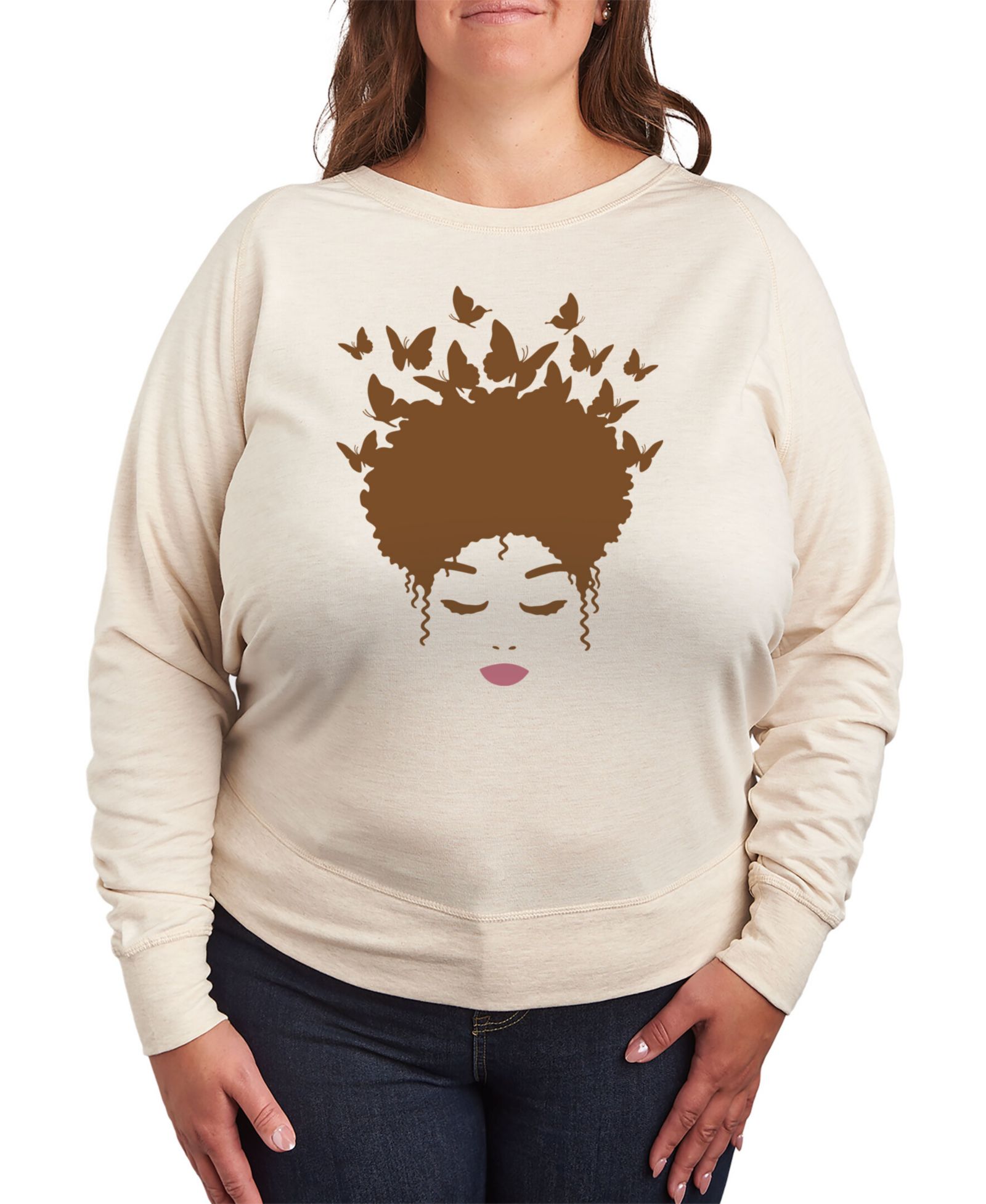 Футболка Plus Size Hybrid Apparel Butterfly Afro Hair Graphic