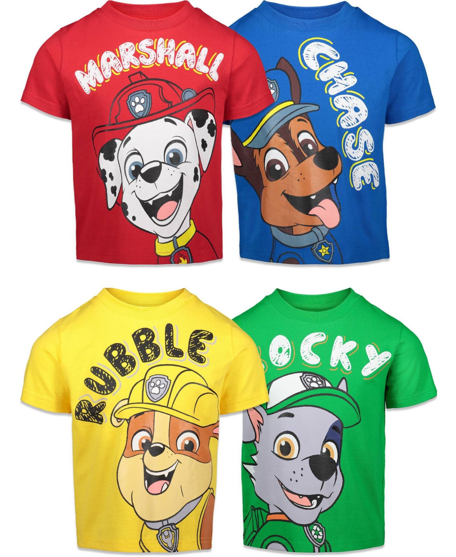 Paw Patrol Toddler Boys Chase Marshall Rubble Rocky 4 Pack Graphic T-Shirts