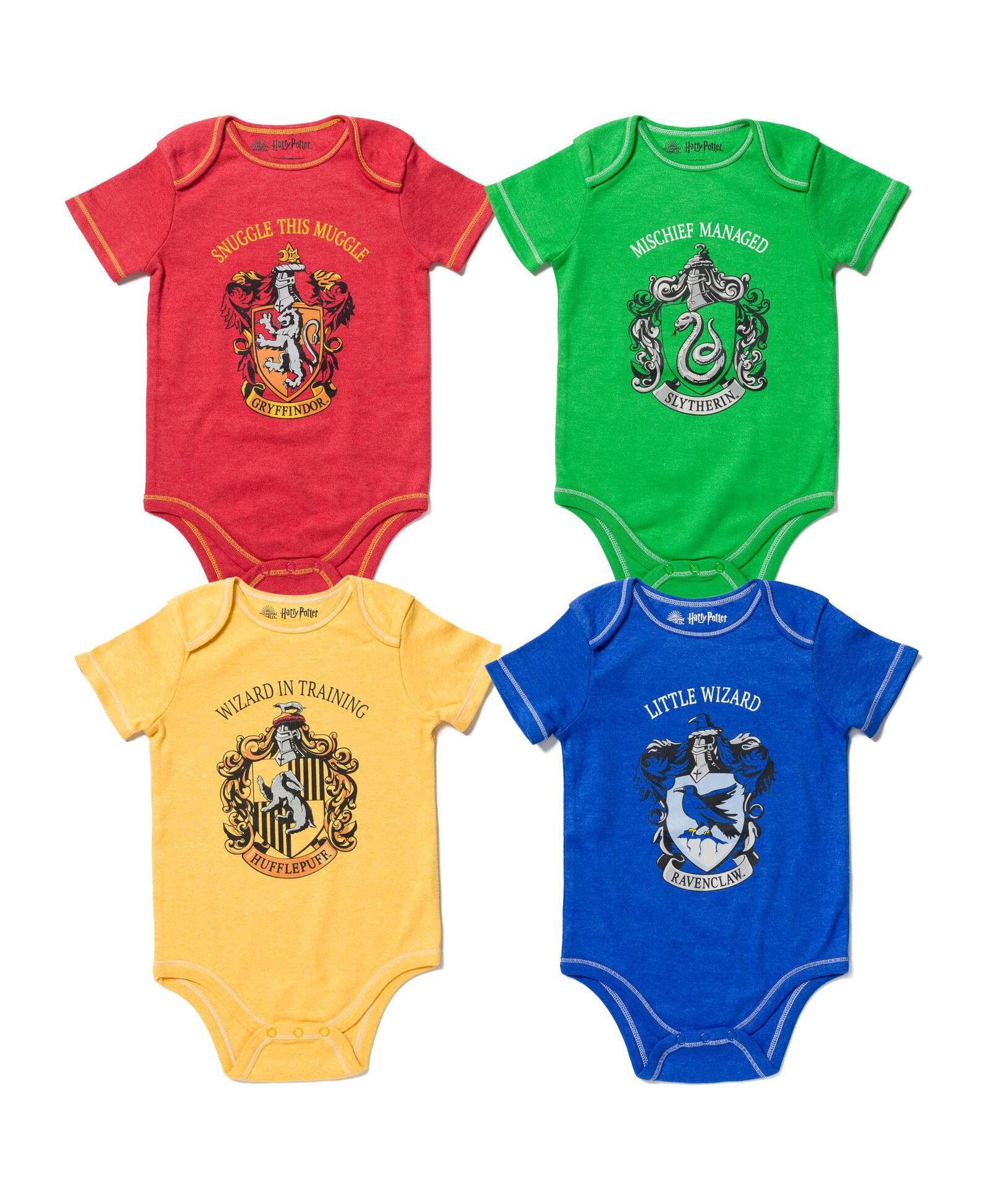 Боди Harry Potter Gryffindor Hufflepuff Ravenclaw Slytherin для мальчиков, комплект 4 шт
