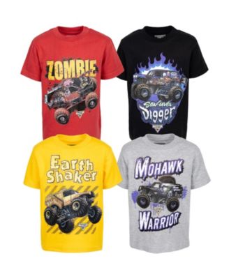 Monster Jam футболки с принтом для малышей, 4 шт., красный/черный/желтый/серый