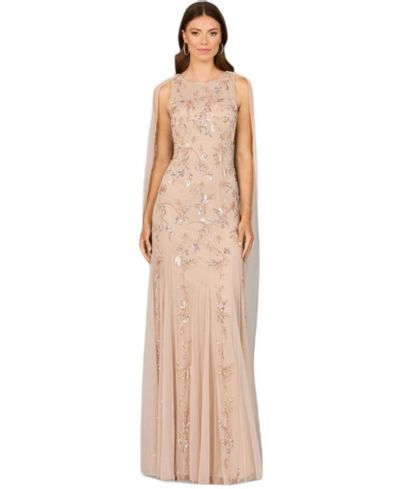 Lara Women's Mermaid Beaded Dress with Long Cape