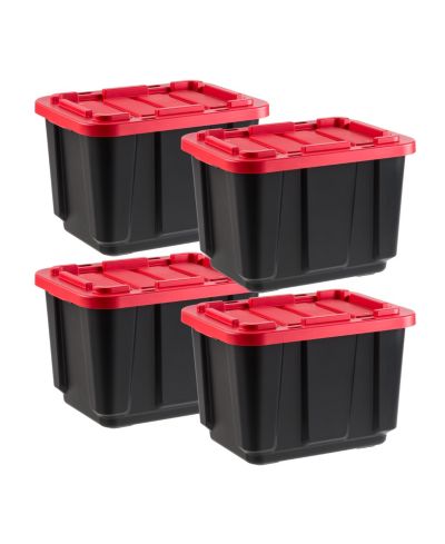 IRIS USA контейнер для хранения пластиковый 4 шт. с крышкой Quick Snap Black/Red
