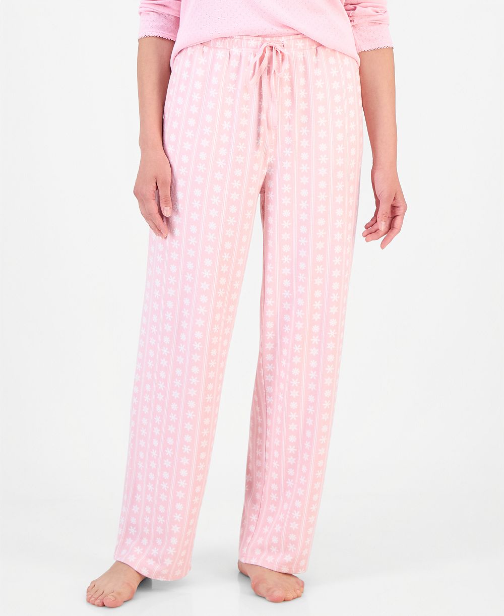 Charter Club Women's Soft Knit Printed Pajama Pants, Created for Macy's