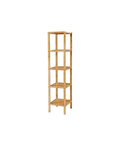 Freestanding 5-Tier Wicker Rack for Bathroom or Compact Room Organization