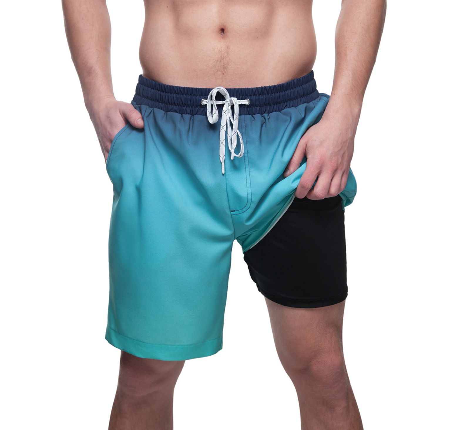 Rokka&Rolla Men's 7" Compression Liner Stretch Swim Trunks UPF 50+