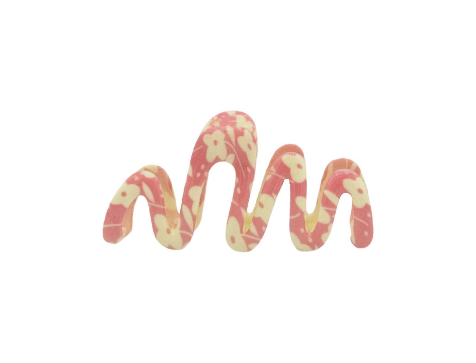 Large Wavy Claw Clip - Pink Squiggles