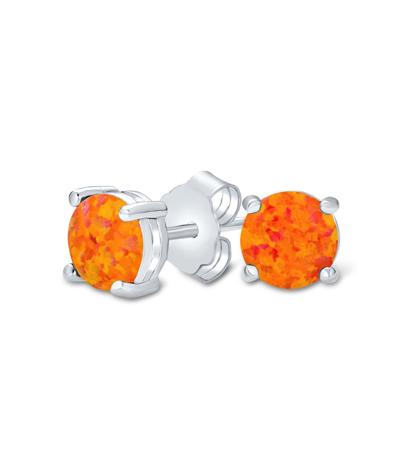 Bling Jewelry White 1CT Created Opal Solitaire Stud Earrings Sterling Silver