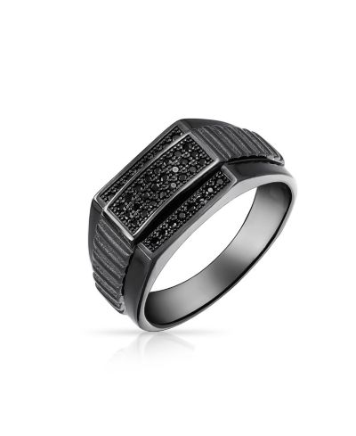 Bling Jewelry Cubic Zirconia Signet Ring Sterling Silver