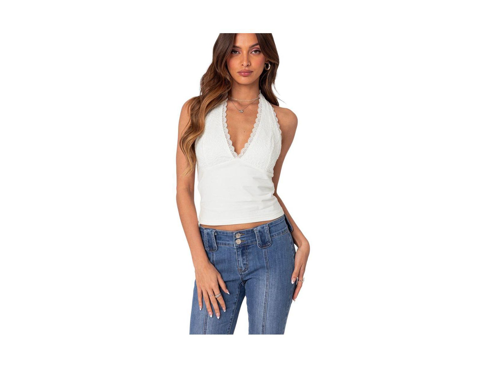 Edikted Women's Carolyn Lacey Halter Top