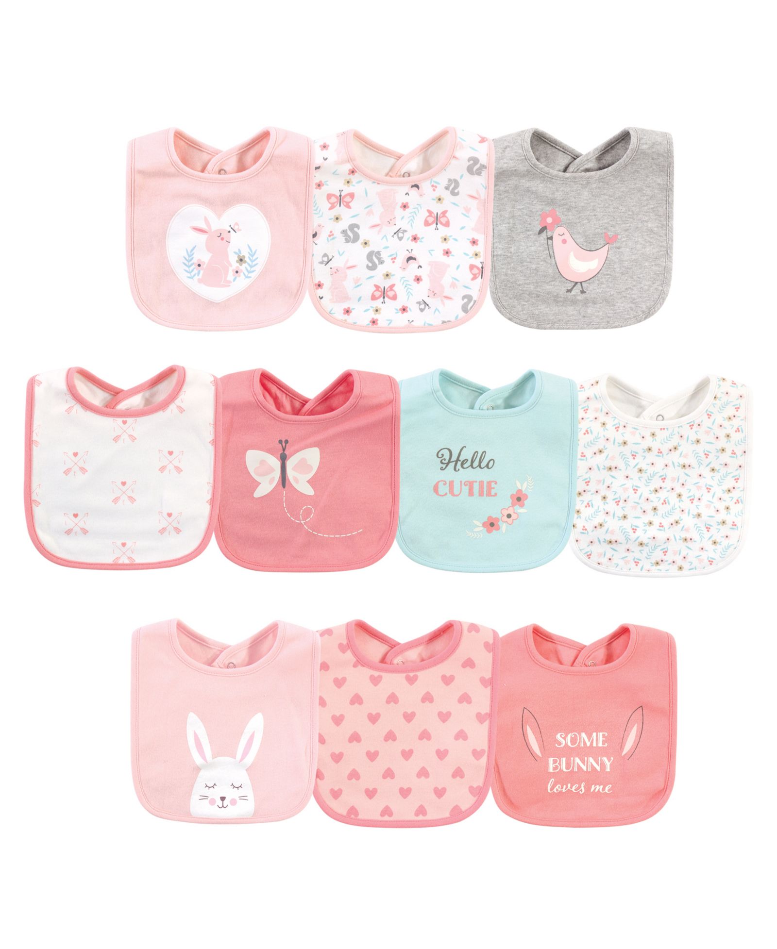 Hudson Baby Girls 10Pk Interlock Bibs
