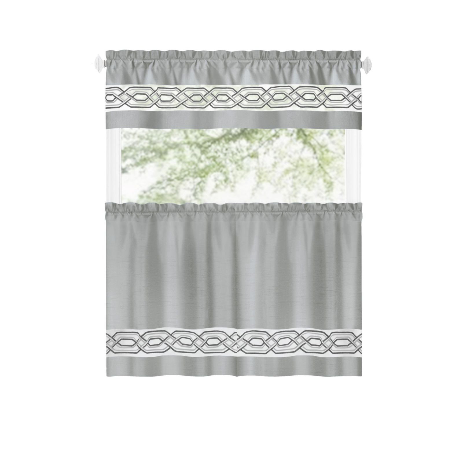 Комплект из 3-х кухонных штор Kate Aurora Rod Pocket Country Farmhouse Cafe Flax White and Black Plaid