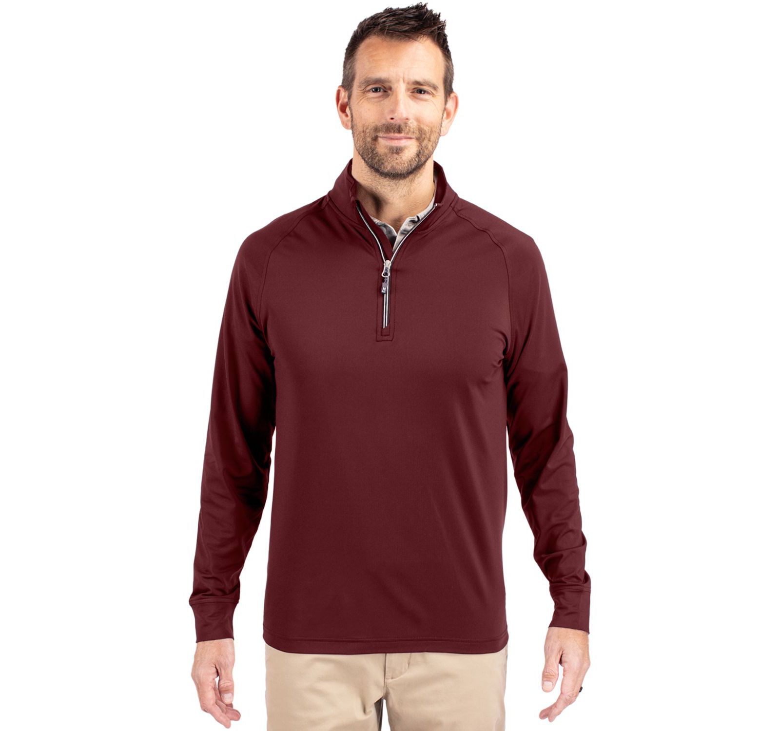 Cutter & Buck Men's Adapt Eco Knit Stretch Quarter Zip Pullover Jacket