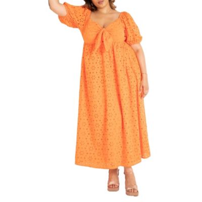 Женское платье ELOQUII Eyelet Tie Front Maxi