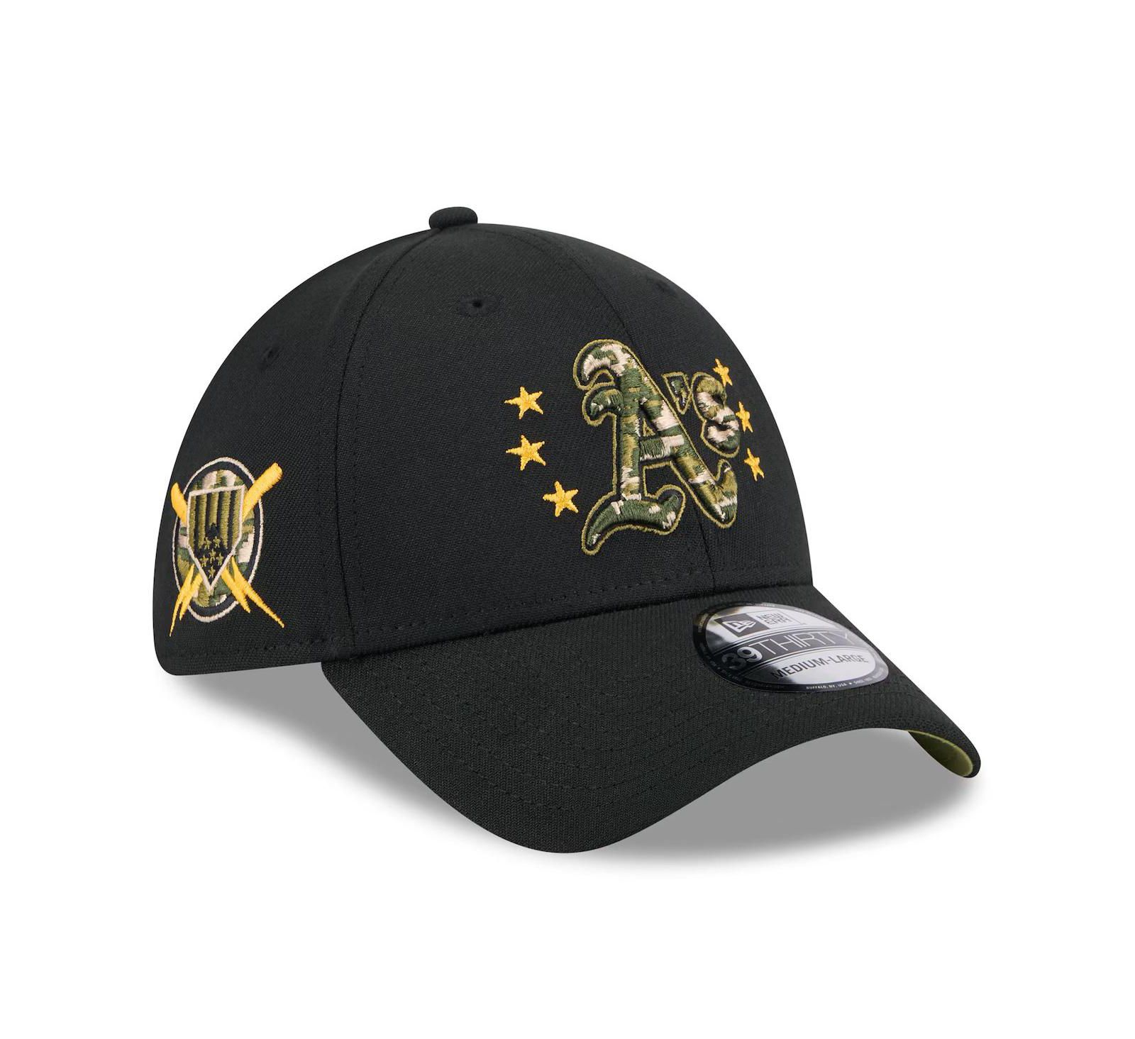 New Era Men's Black Oakland Athletics 2024 Armed Forces Day 39THIRTY Flex Hat