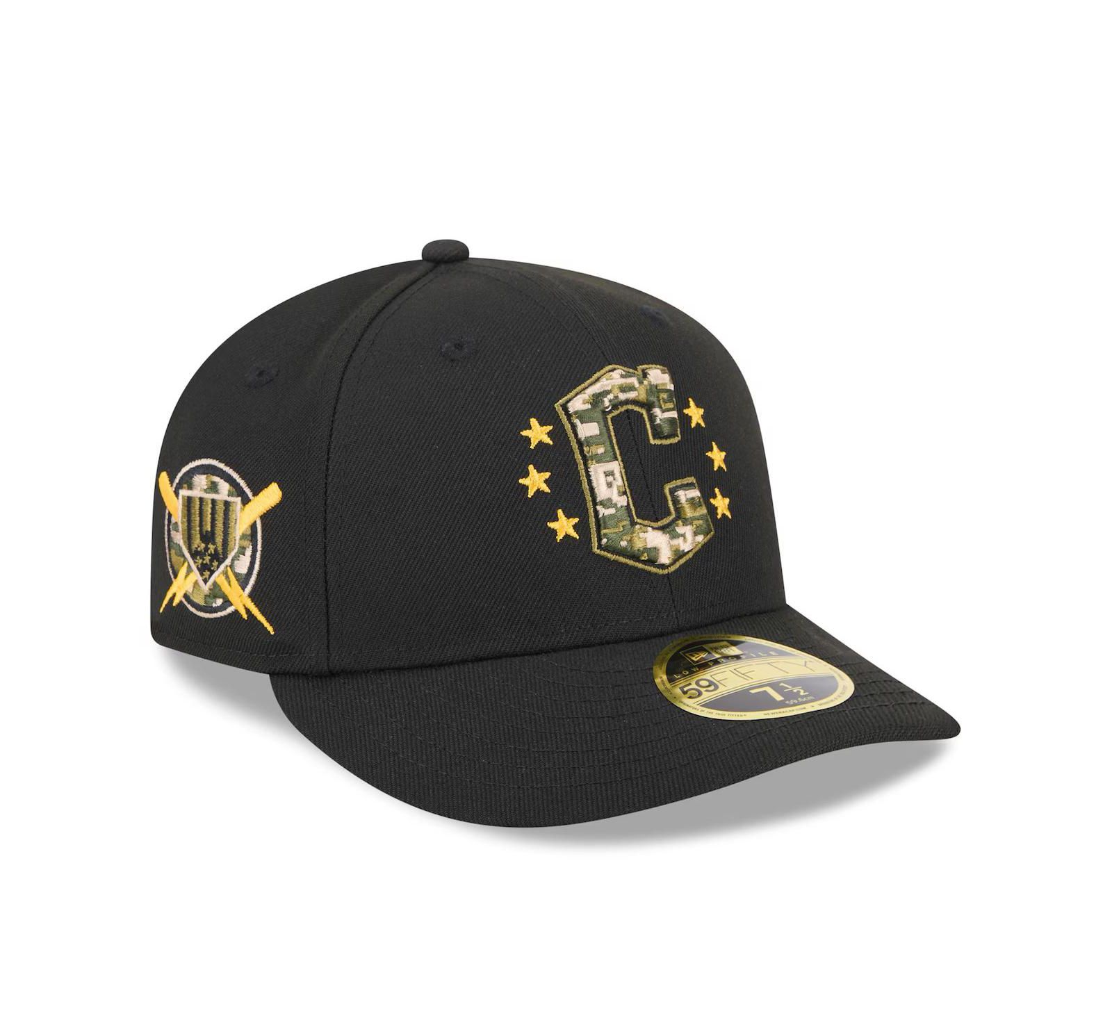 New Era Men's Black Cleveland Guardians 2024 Armed Forces Day Low Profile 59FIFTY Fitted Hat