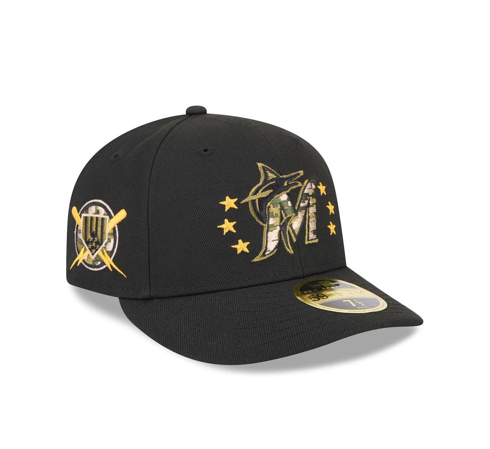 New Era Men's Black Miami Marlins 2024 Armed Forces Day Low Profile 59FIFTY Fitted Hat