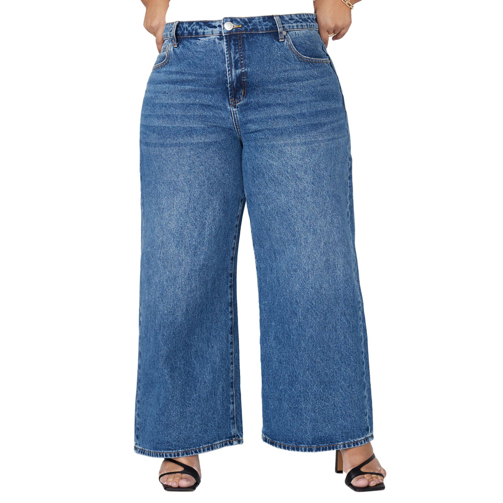 ELOQUII Women's The Yvette Rigid Wide Leg Jean