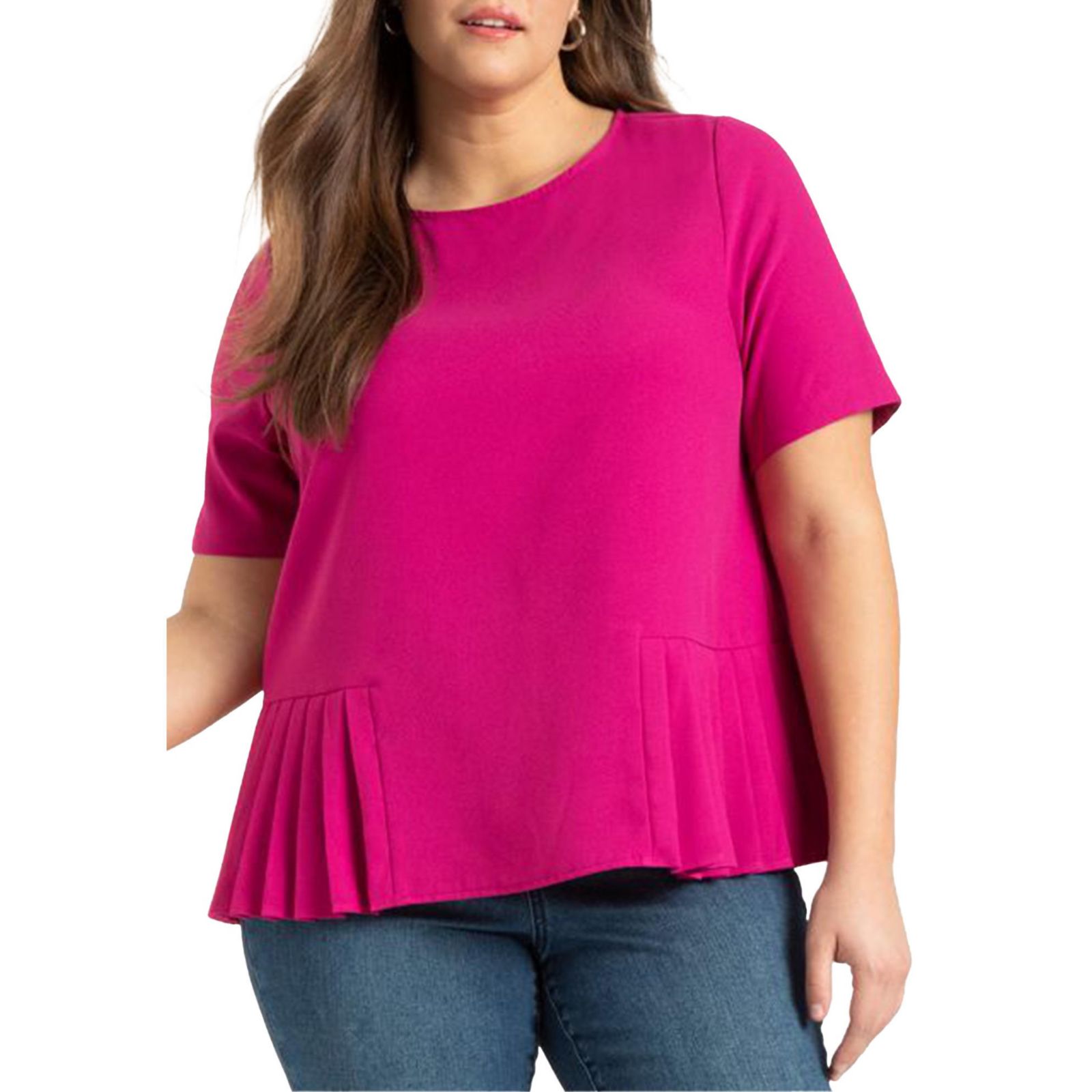 ELOQUII Women's Pleated Hem Top