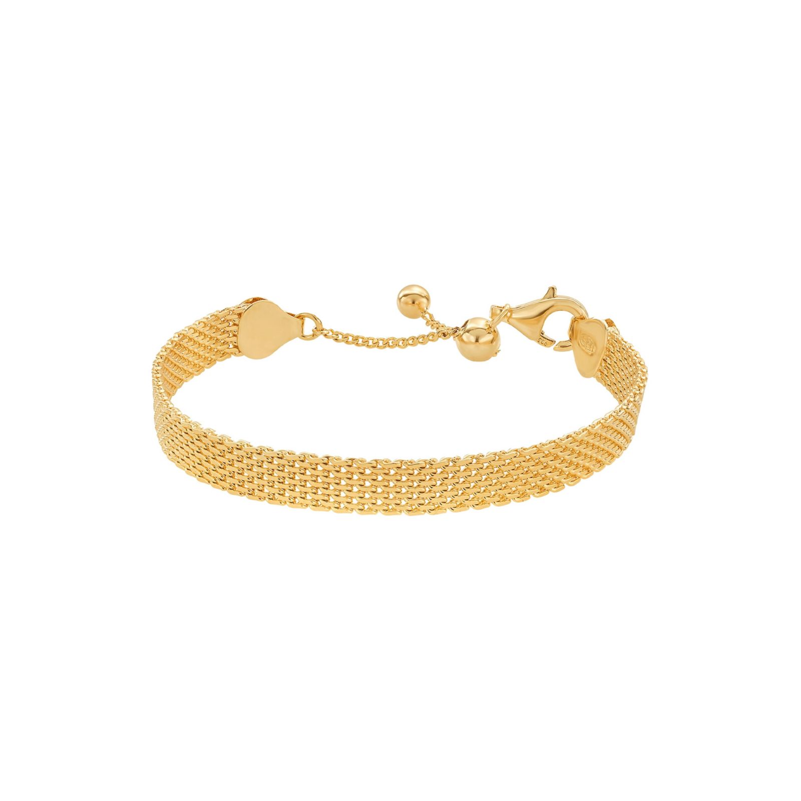 Sterling Silver 18k Gold Plated Mash Chain Adjustable Bracelet