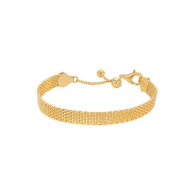 Sterling Silver 18k Gold Plated Mash Chain Adjustable Bracelet