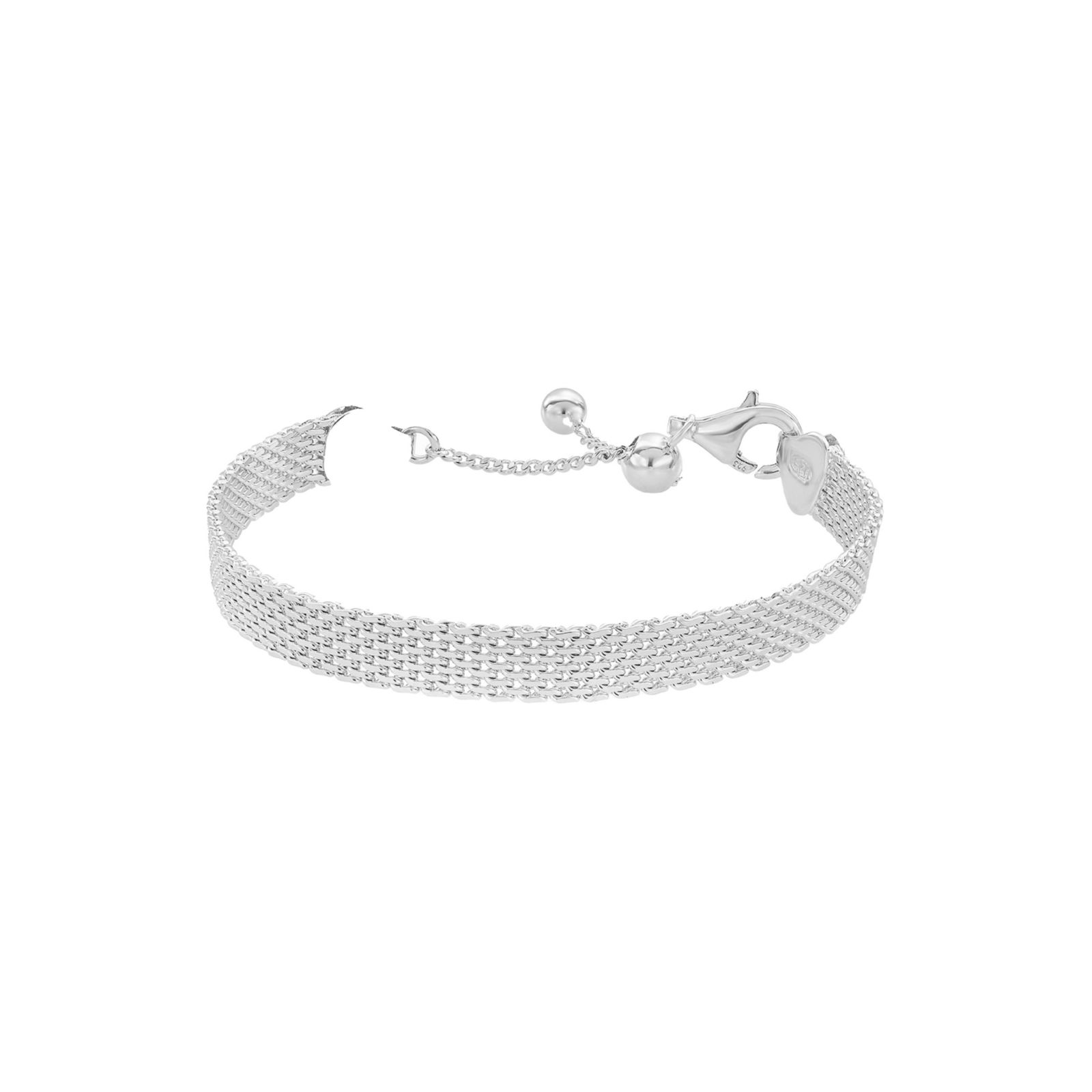 Sterling Silver Mash Chain Adjustable Bracelet