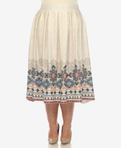 Женская плиссированная юбка White Mark Plus Size with Border Print