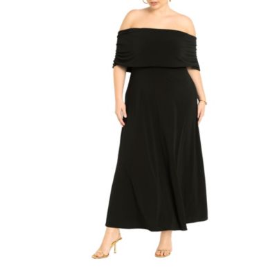 ELOQUII Women's Off The Shoulder Knit Maxi Dress