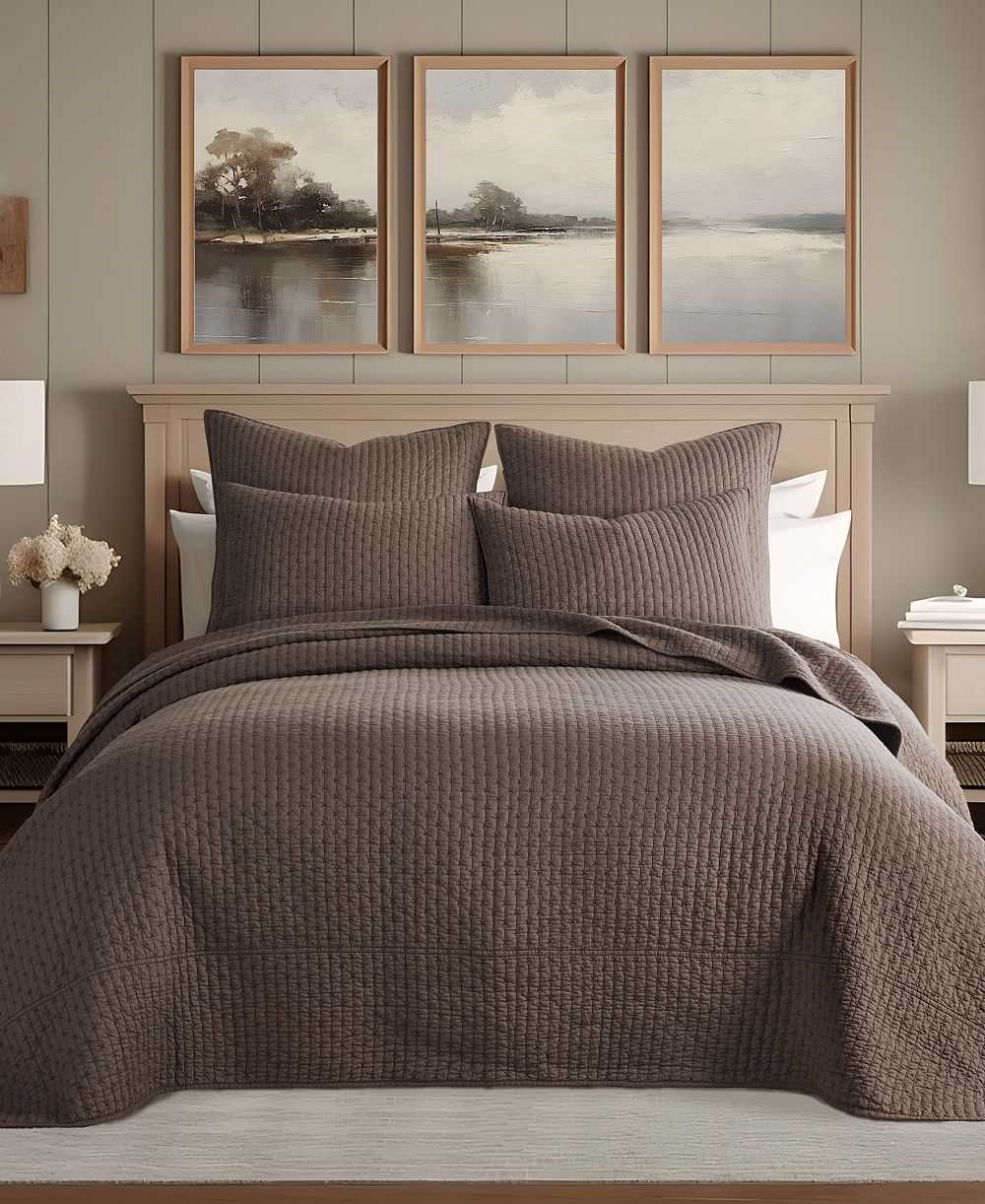 Levtex Home Cross Stitch Reversible Набор покрывал, 3 шт., King/California King