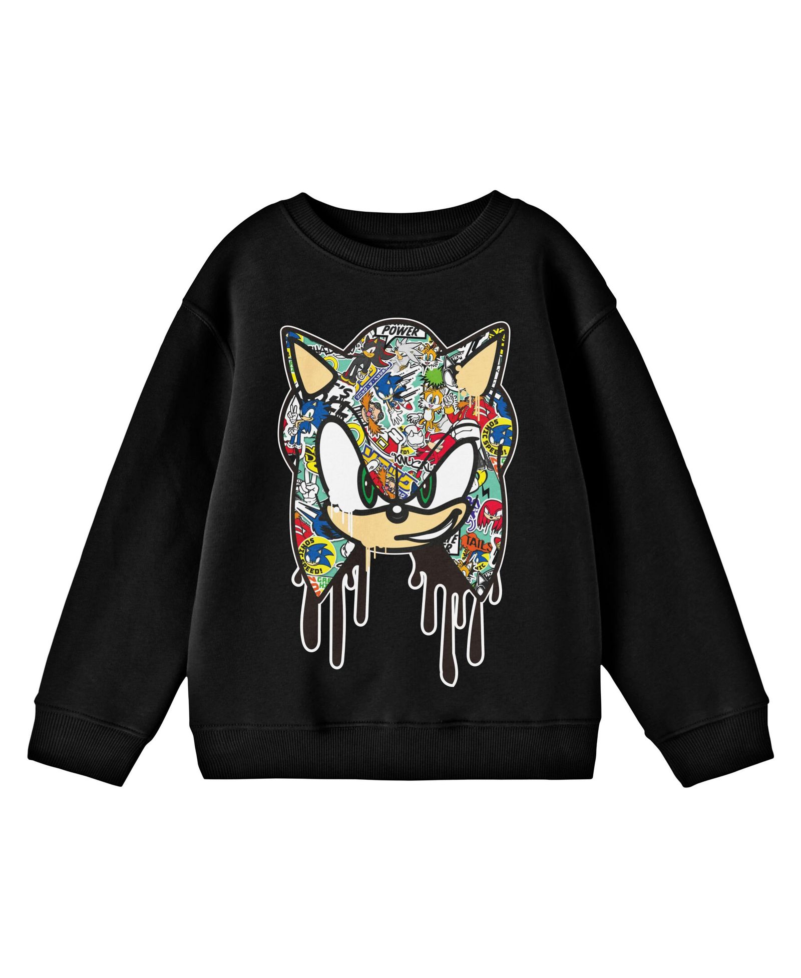 Sonic The Hedgehog Детский свитшот Bioworld Graffiti Portrait Black Crew Neck