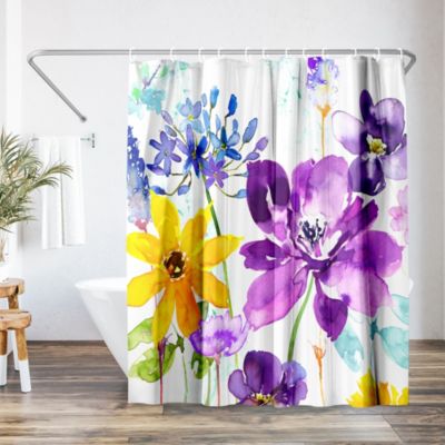 Americanflat   Floral Shimmer by Harrison Ripley Botanical Shower Curtain, 71x74