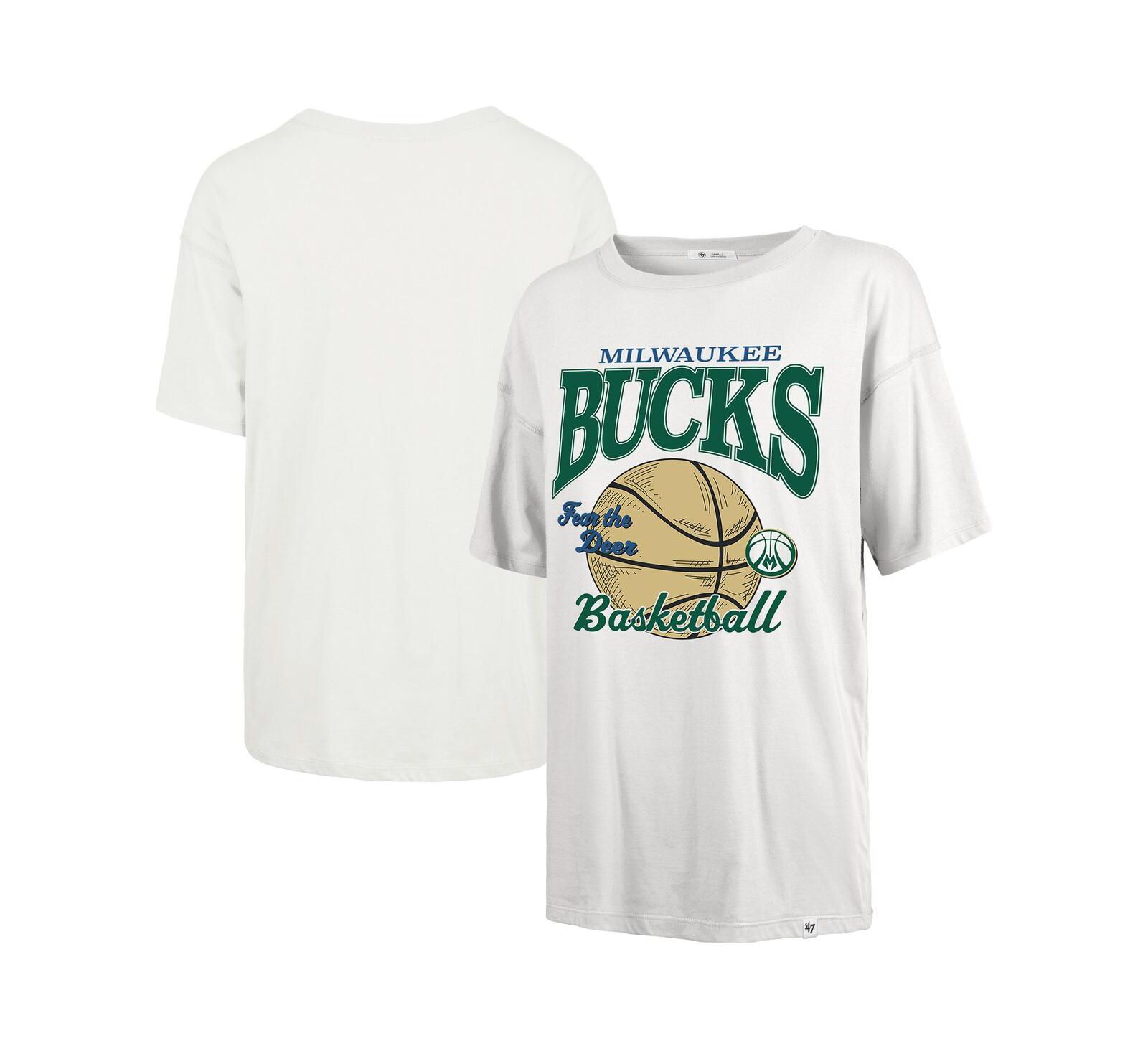 Женская футболка '47 Brand White Milwaukee Bucks City Edition Down Court Sadie