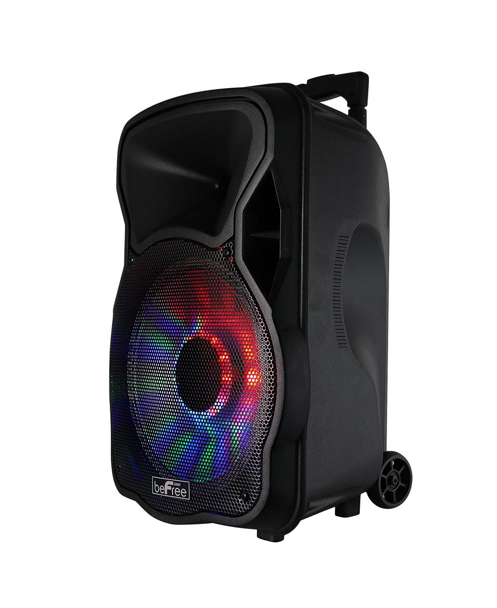 beFree Sound 12 Inch 2500 Watt Bluetooth Rechargeable Portable Party PA Speaker with Illuminating Lights and microphone