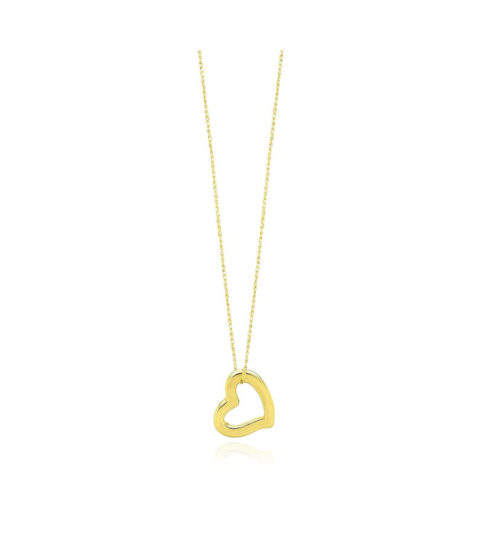The Lovery Gold Open Heart Necklace 14K Yellow Gold