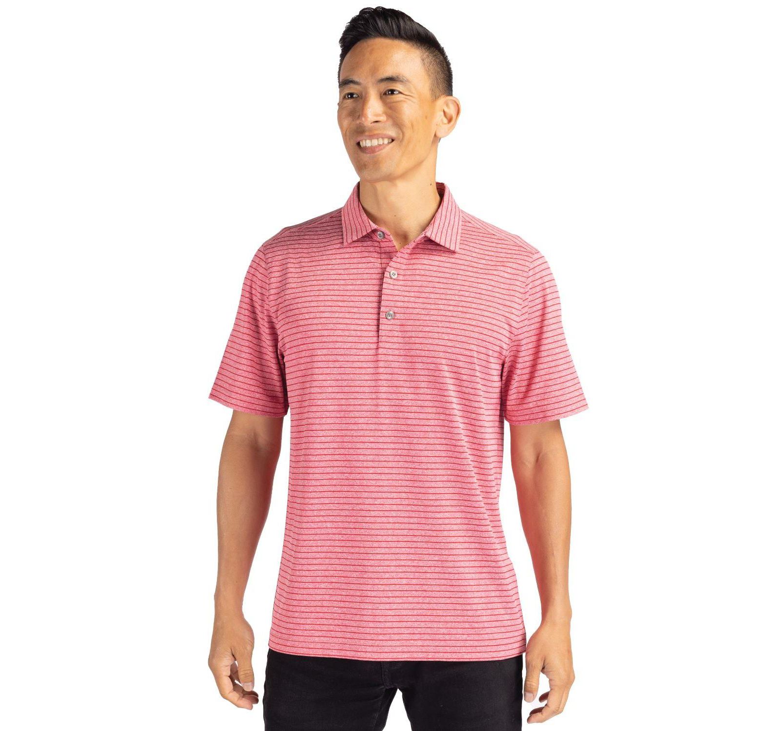 Cutter & Buck Мужская рубашка поло из переработанных материалов Forge Eco Heather Stripe Stretch