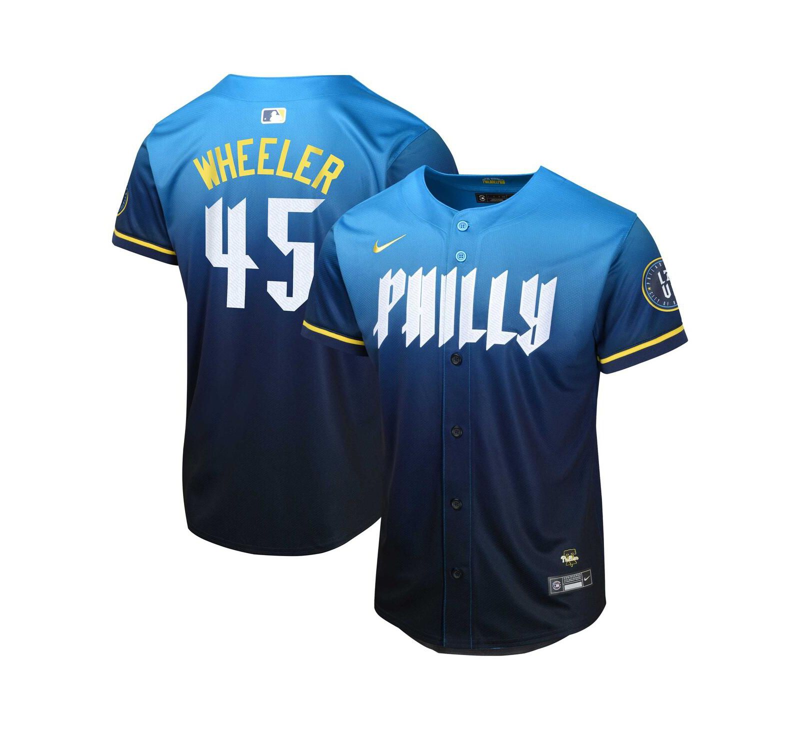 Детская игровая джерси Nike Philadelphia Phillies 2024 City Connect Limited Zack Wheeler, синяя