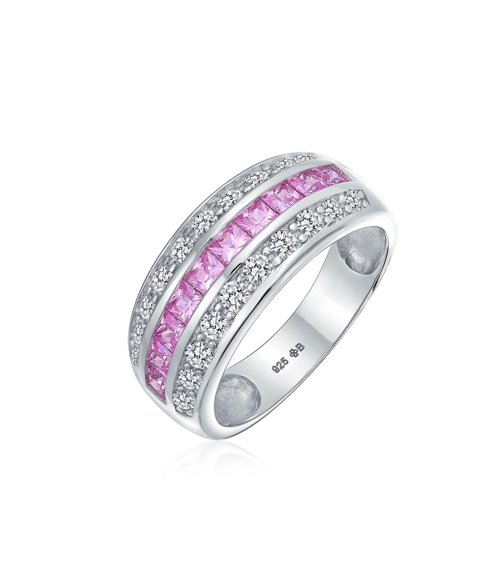 Bling Jewelry Pink Cubic Zirconia Ring Sterling Silver