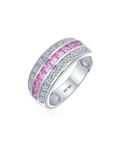 Bling Jewelry Pink Cubic Zirconia Ring Sterling Silver