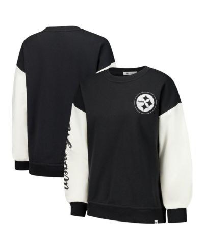 '47 Brand Women's Black Pittsburgh Steelers Double Header Rise Andie Pullover Sweatshirt
