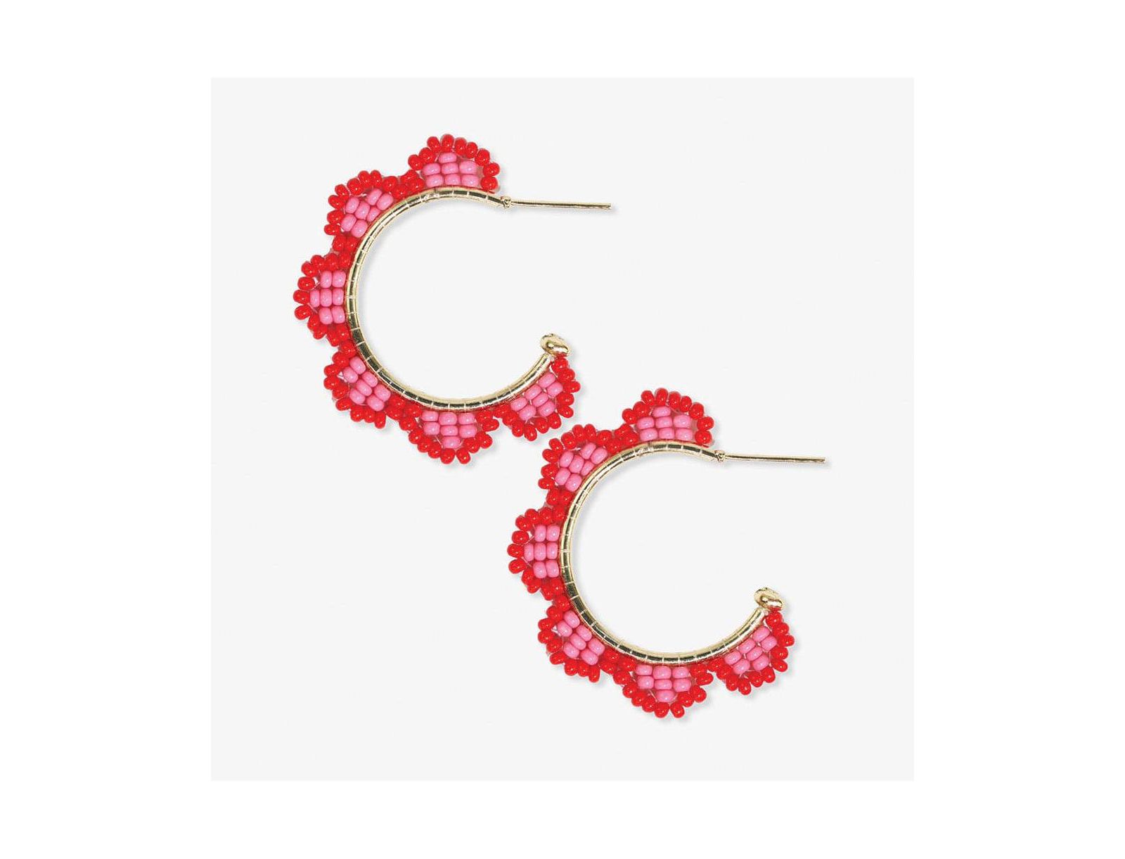 Золотые серьги-кольца INK + ALLOY Luna Beaded Scallop