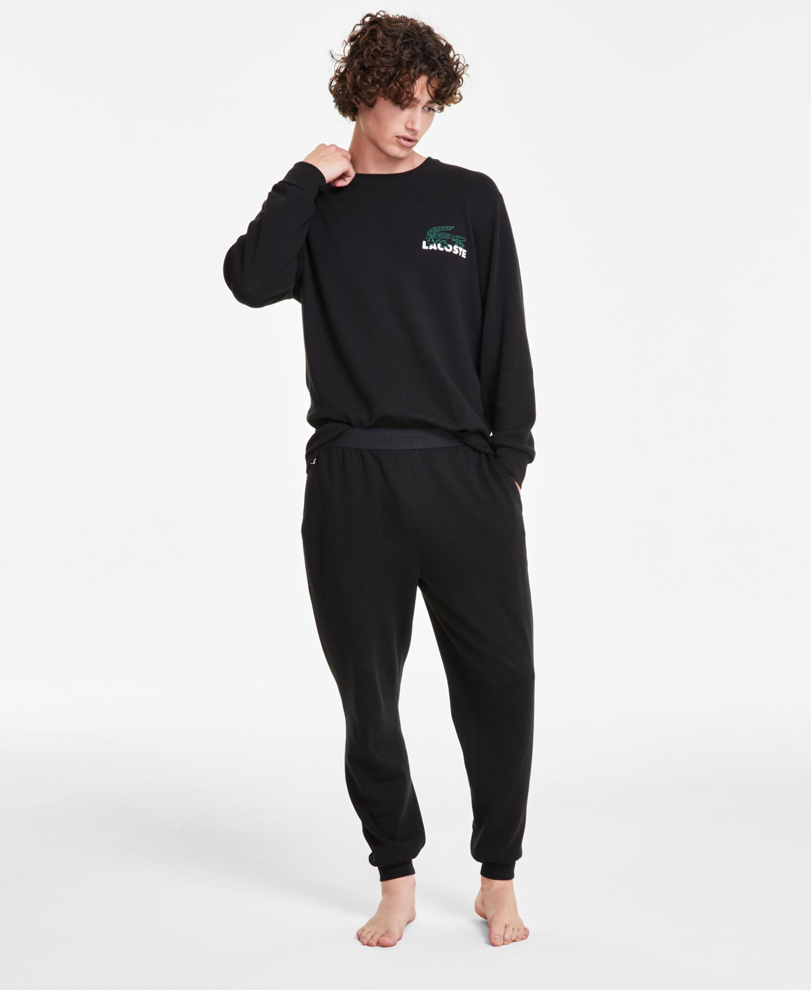 Lacoste Men's Waffle-Knit Jogger Pajama Pants