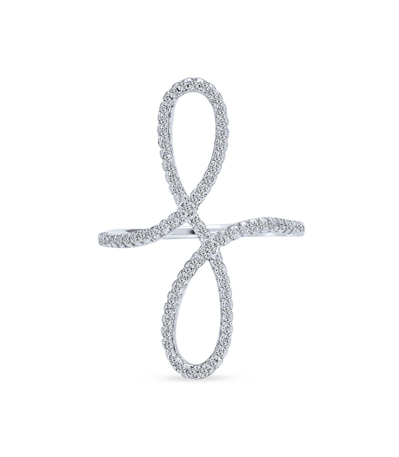 Bling Jewelry Delicate Pave CZ Full Finger Statement Infinity Ring .925 Sterling Silver