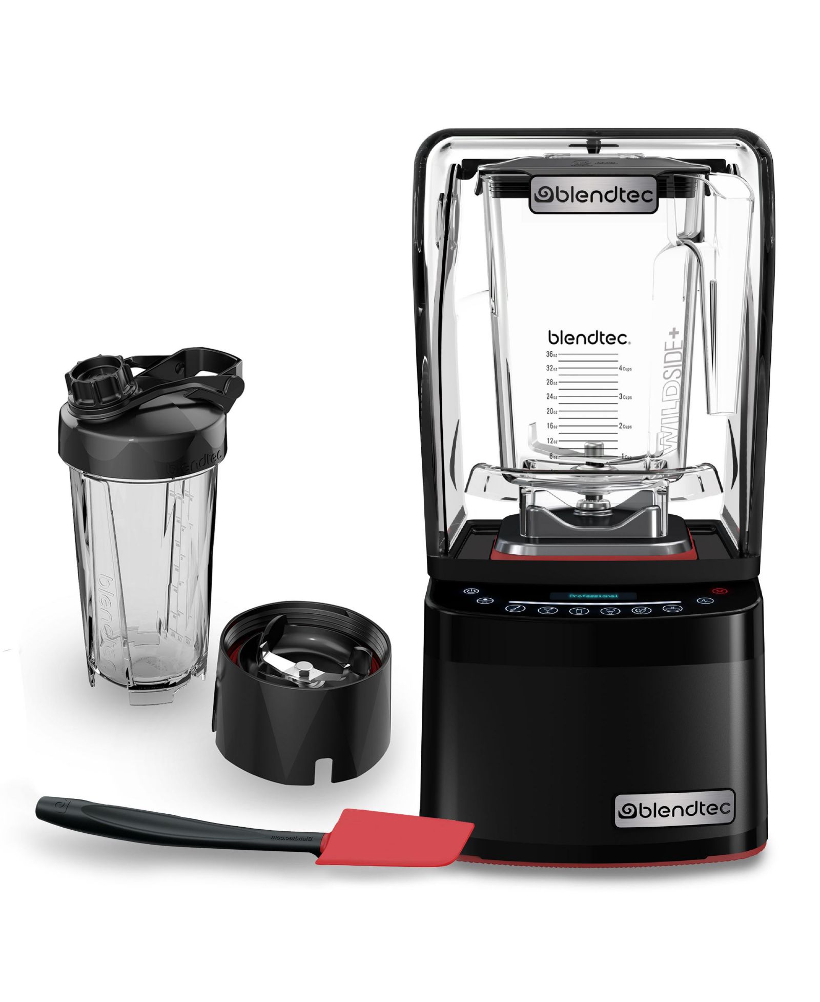Blendtec Профессиональный блендер 800, набор: бутылка GO 34 oz, чаша WildSide+ 90 oz и лопатка Spoonula, черный