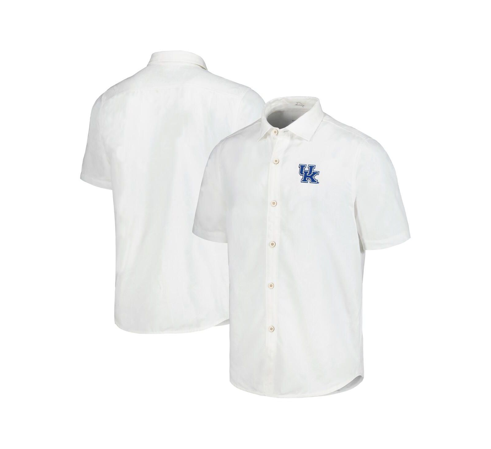 Мужская рубашка Tommy Bahama White Kentucky Wildcats Coconut Point Palm Vista IslandZone Camp Button-Up