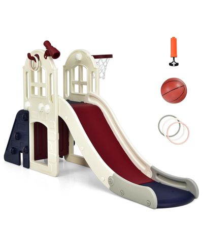 Inolait 6-in-1 Toddler Climber Slide Playset with Basketball Hoop, 75"L x 33"W x 39"H, Ages 3-8